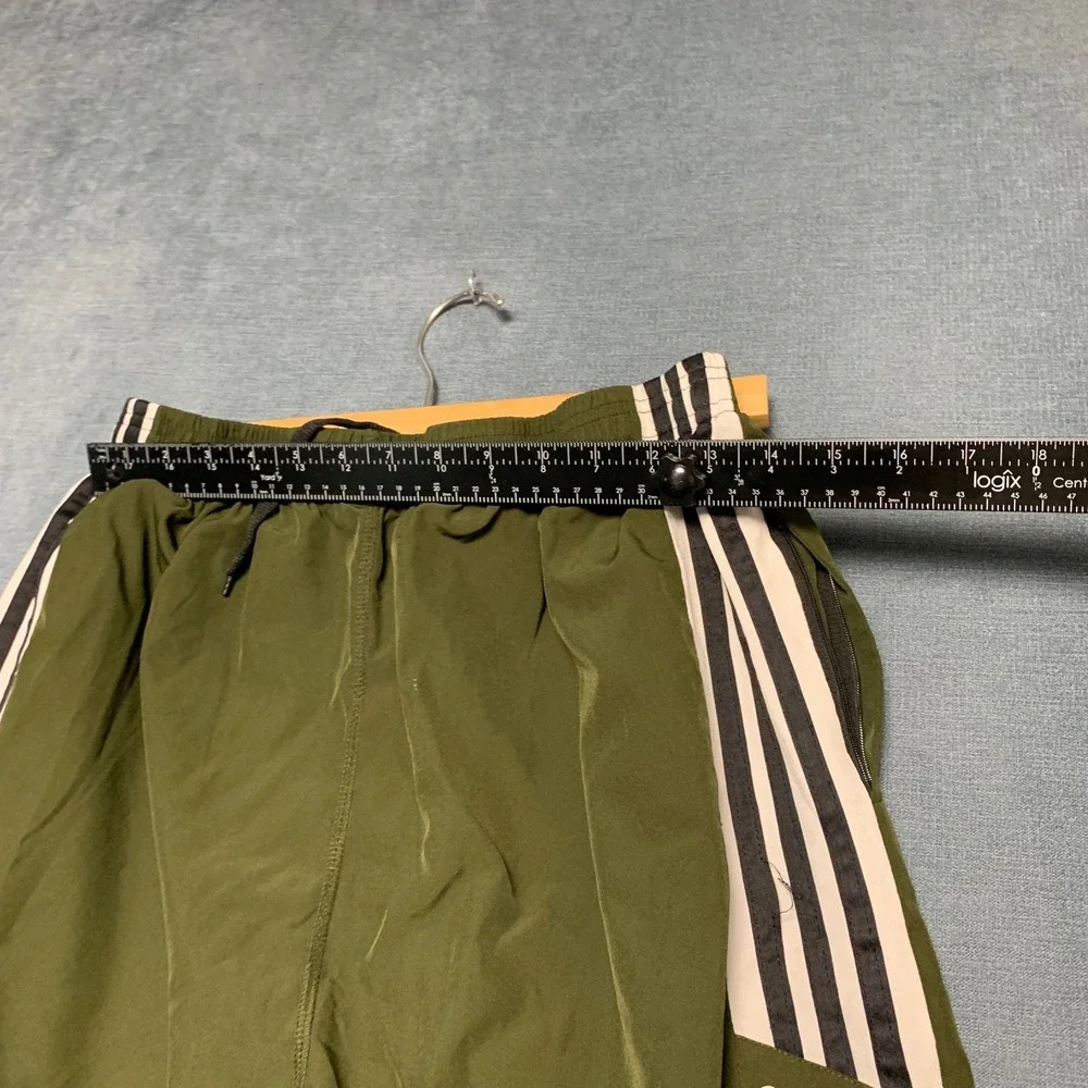 Adidas Track Pants Mens XL Green 3 Stripes Performance Gym Drawstring Waist